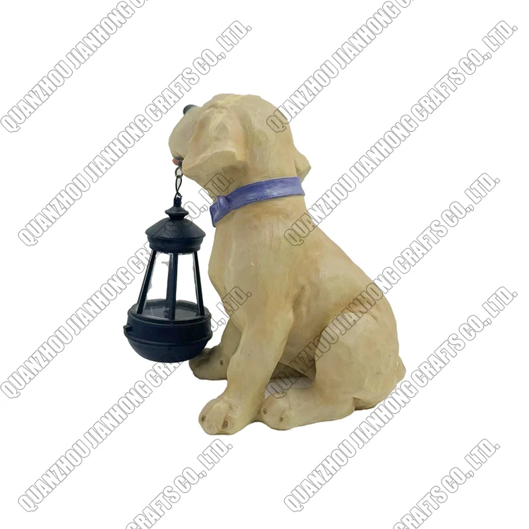 Resin Solar Lights Figurine Statue Home Animal Cute Dog Lawn Decoration Garden Ornament Decor Crafts