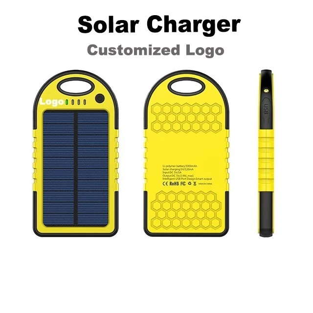 2020 Promotion Waterproof 5000mah Solar Charger Usb Ports External
