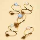 Rings Ring Ringsrings 1 Set/5 Pcs Vintage Gemstone Rings Alloy Geometric Ring For Women