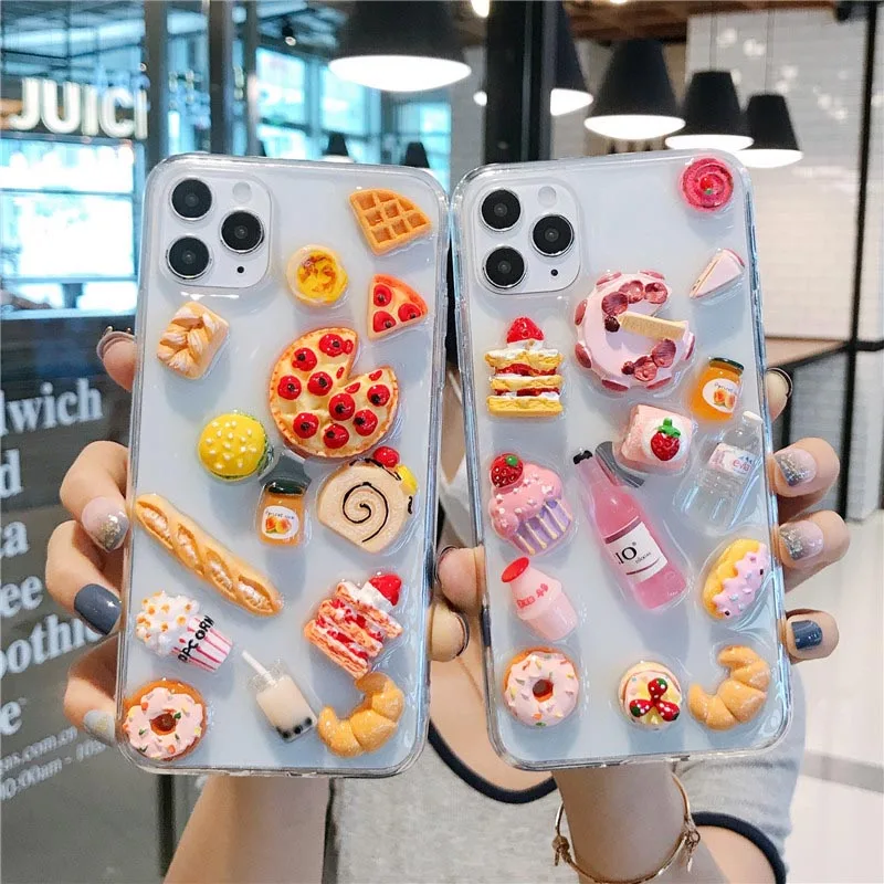 Funny Pizza Fries Donuts Cartoon 3D Food Phone Case For Iphone 12 Pro
