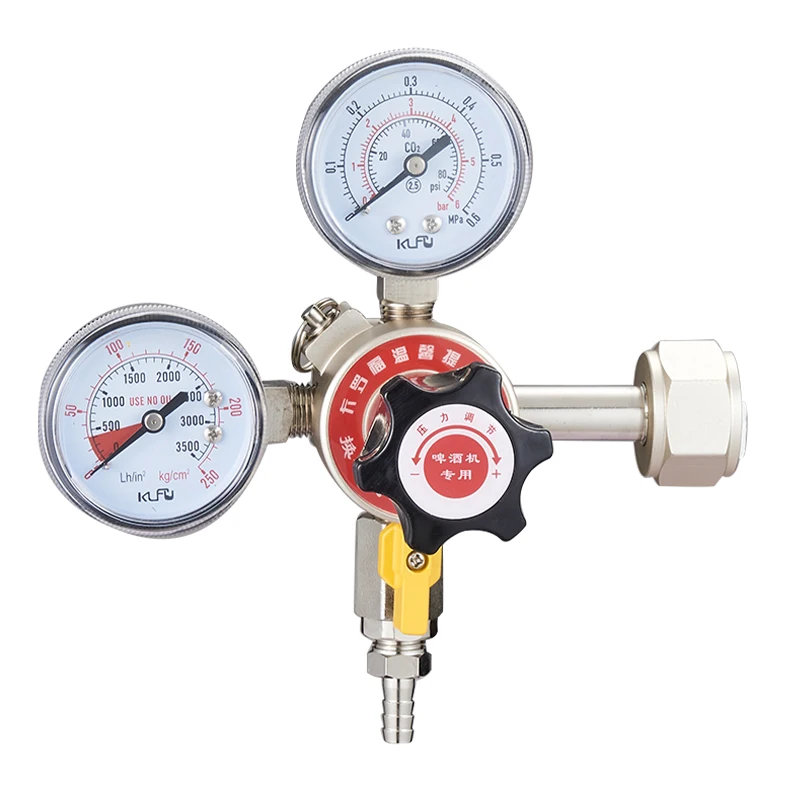 product hot sale single stage dual gauge air pressure regulator primary dual gauge co2 beer pressure regulator-1