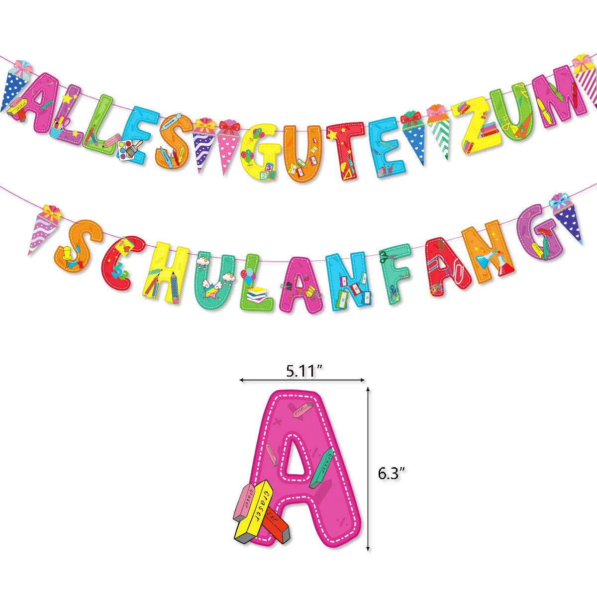 New German style back to school party decoration season balloons pull flag stickers set for kids party