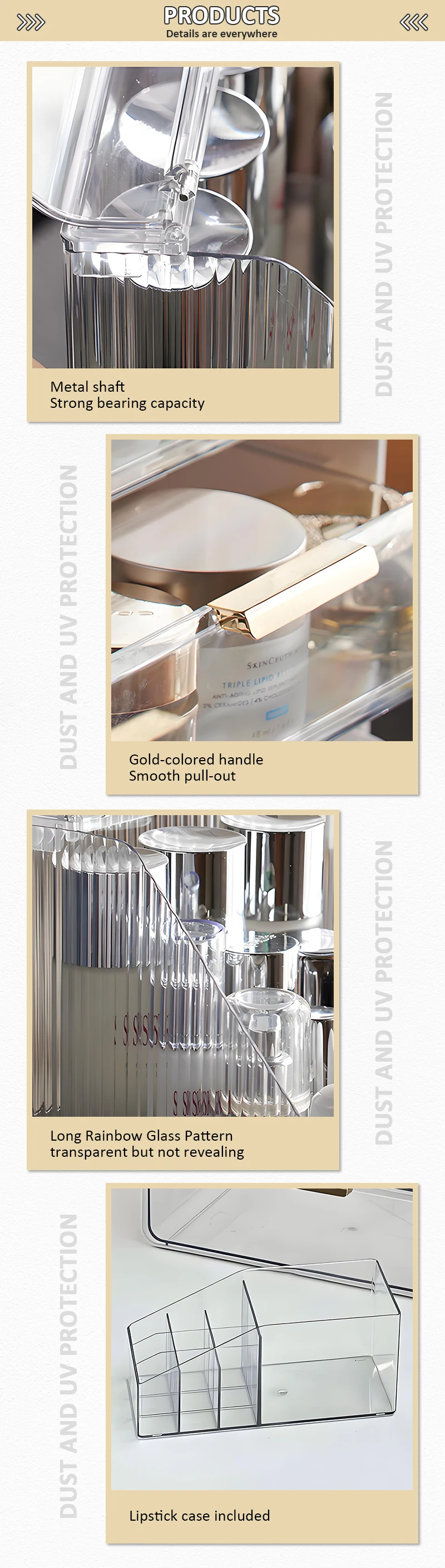product desktop cosmetics storage box lipstick sorting shelf light luxury dustproof transparent makeup box-5