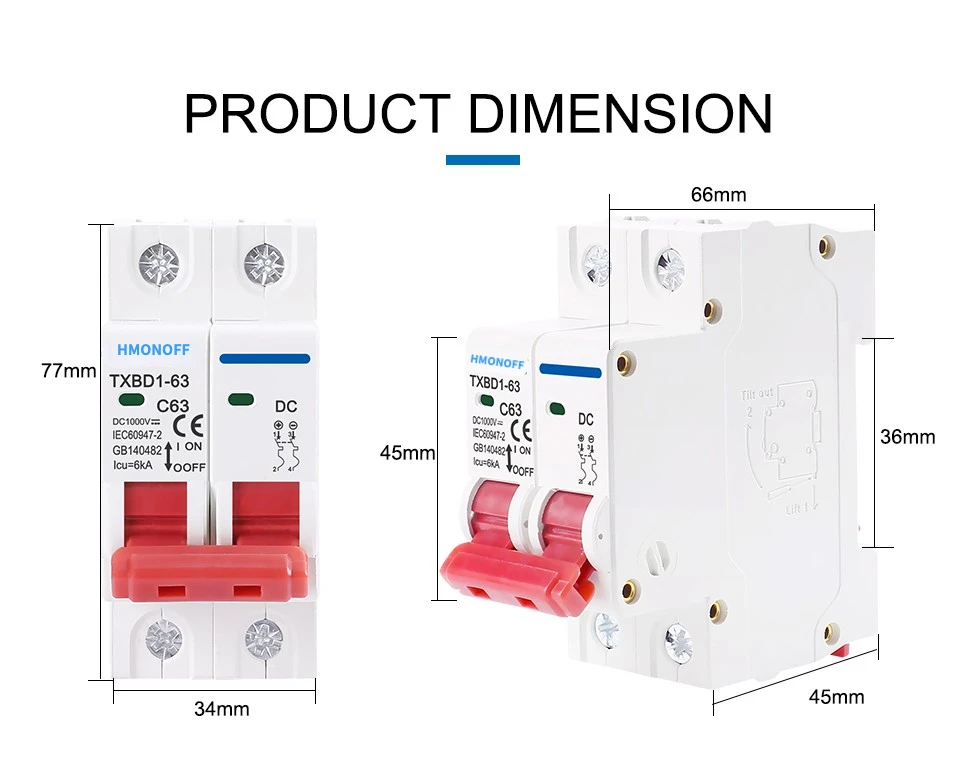 Hmonoff New Dc Mcb A V Ka Single Phase Miniature Circuit