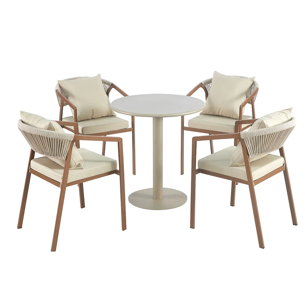 product all season modern powder coated metal frame rattan wicker waterproof balcony garden outdoor dining chair-4