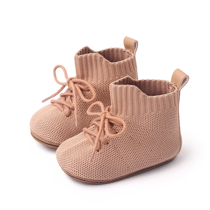 Spring Baby Flying Woven Shoes Breathable High Top Soft Soles Non-slip Baby Walking Shoes manufacture