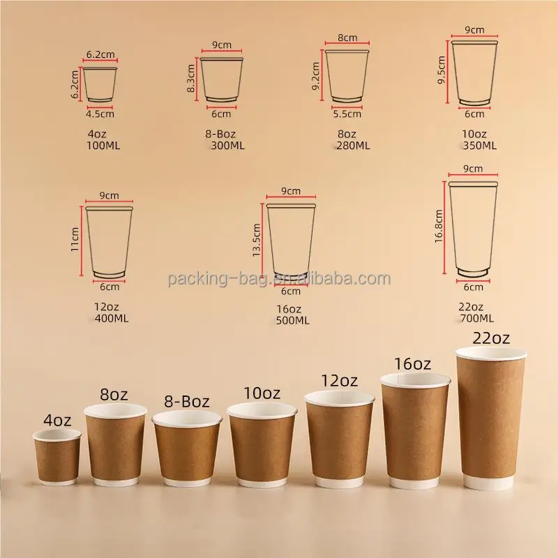 Papírový kelímek na zakázku 8/12/16/20 oz Jednorázový dvoustěnný papírový kelímek na vodu a kávu s víčkem