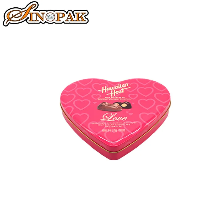 custom metal heart-shape red gift packaging tin