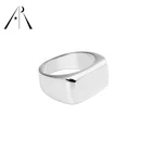 Silver Square 925 Sterling Silver Man Women Platinum Plated Square Large Wide Rings Simple Design Ring
