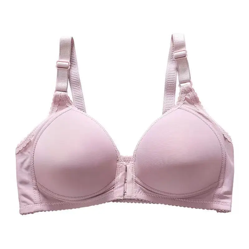 Large and thin front buckle mother's no steel ring gathered underwear women's bra