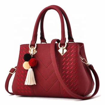 Women Tote Bag Supplier Custom PU Leather Ladies Female Fashion Luxury Shoulder Handbags with Hairball