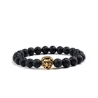 Beads Silver Beads Beads Bracelet Vintage Fashion Black Beads Charm Charm Sterling Silver Color Bracelet Lion Head Men'S Bracelet