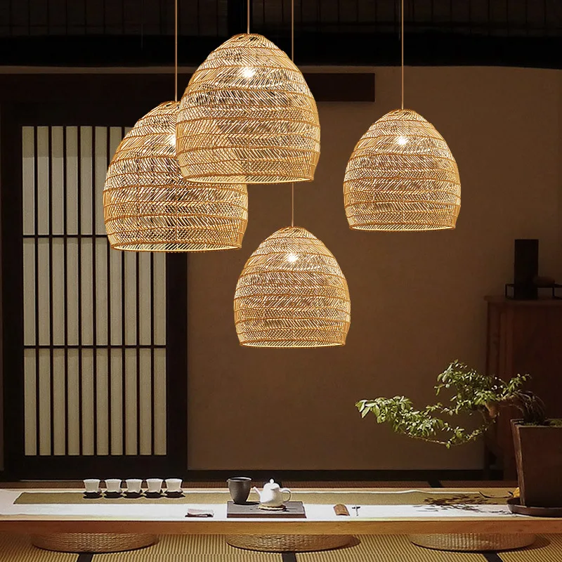 Decor Bamboo Lamp Shade Pendant Light 