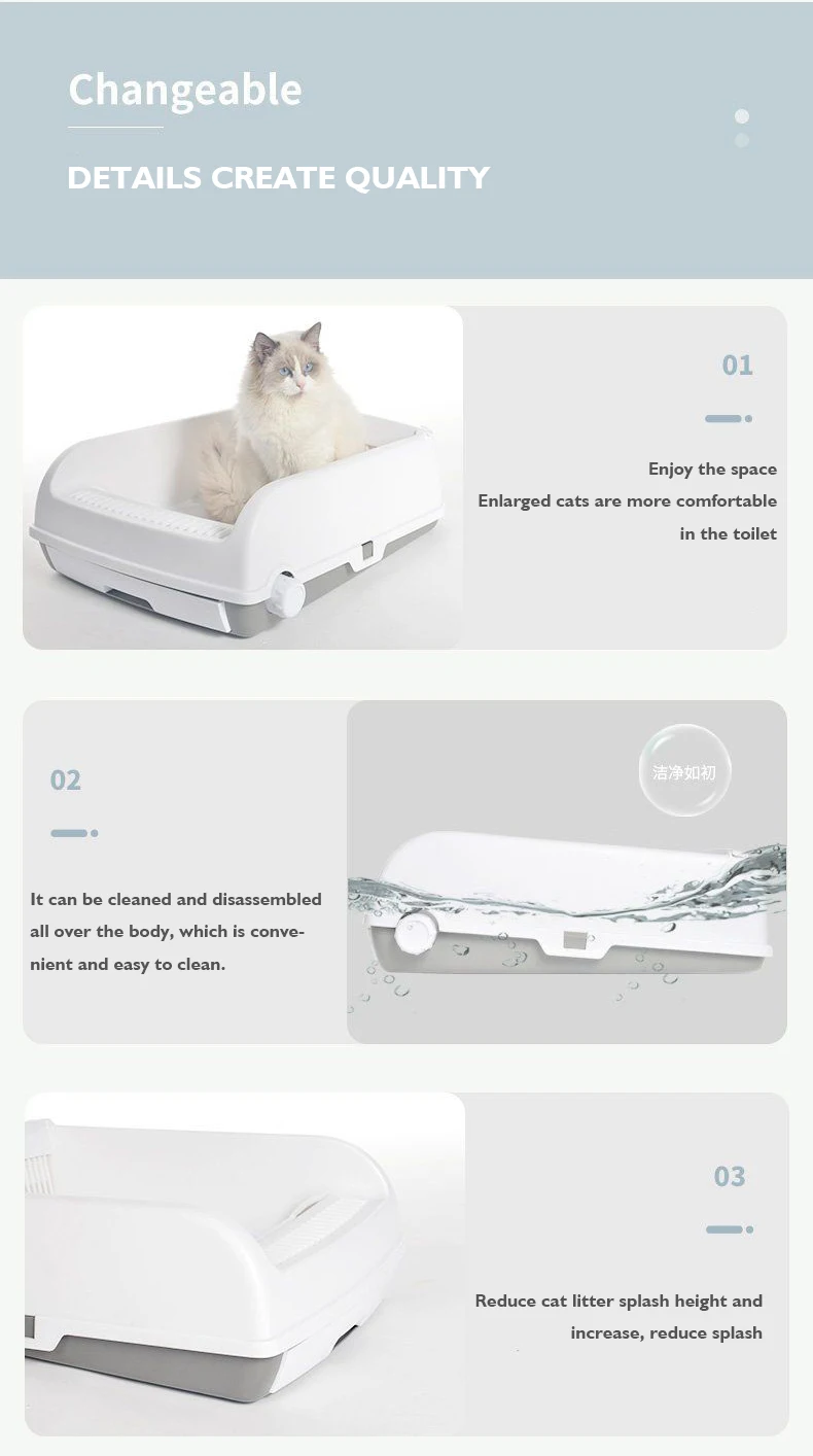New High Quality Easy to Clean Waste Disposal Cat Litter Box Semi Automatic Cleaning and Deodorizing Cat Toilet Pet Supplies manufacture