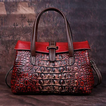 New fashion genuine leather alligator handbags ladies trendy vintage bag shoulder crocodile hand bags luxury handbags for women
