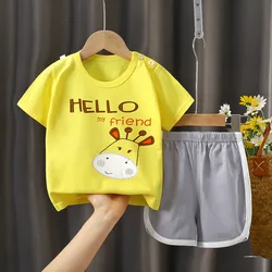 Summer Fashion Cute Kids Clothes 100% Cotton Girl Set Little Boys Baby Clothing Suit Printing Children Outfit