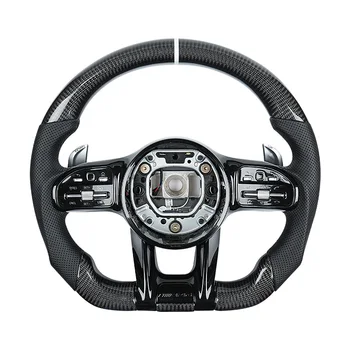Car Steering Wheel For Mercedes Benz W176 W213 W205 W253 C220 C257 Cl E C Cls Cla Gla Gle Class Amg 2016 To 2019 Carbon Fiber