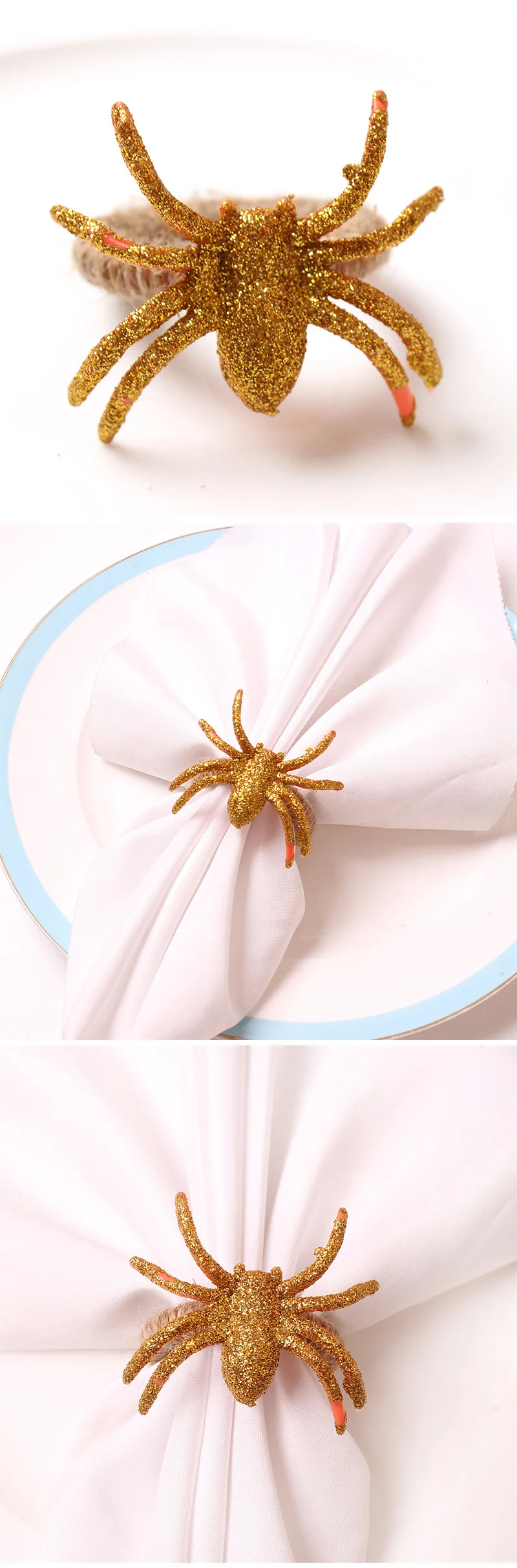 Glittering Spider Web Napkin Rings For Halloween Festive Table