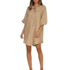 Ladies Dress Fashion Wholesale Plus Size Ladies Shirt Dress Girls Customized Mini Women Bodycon Linen Casual Dress
