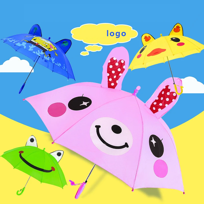 DD2726   Open Straight Stick Umbrella With Whistle Gift J Handle Cheap 3d Animals Kids Cartoon Animal Umbrella