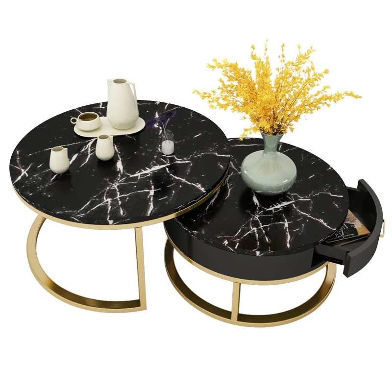 Modern luxury style nodric marble cover 2 piece coffee table