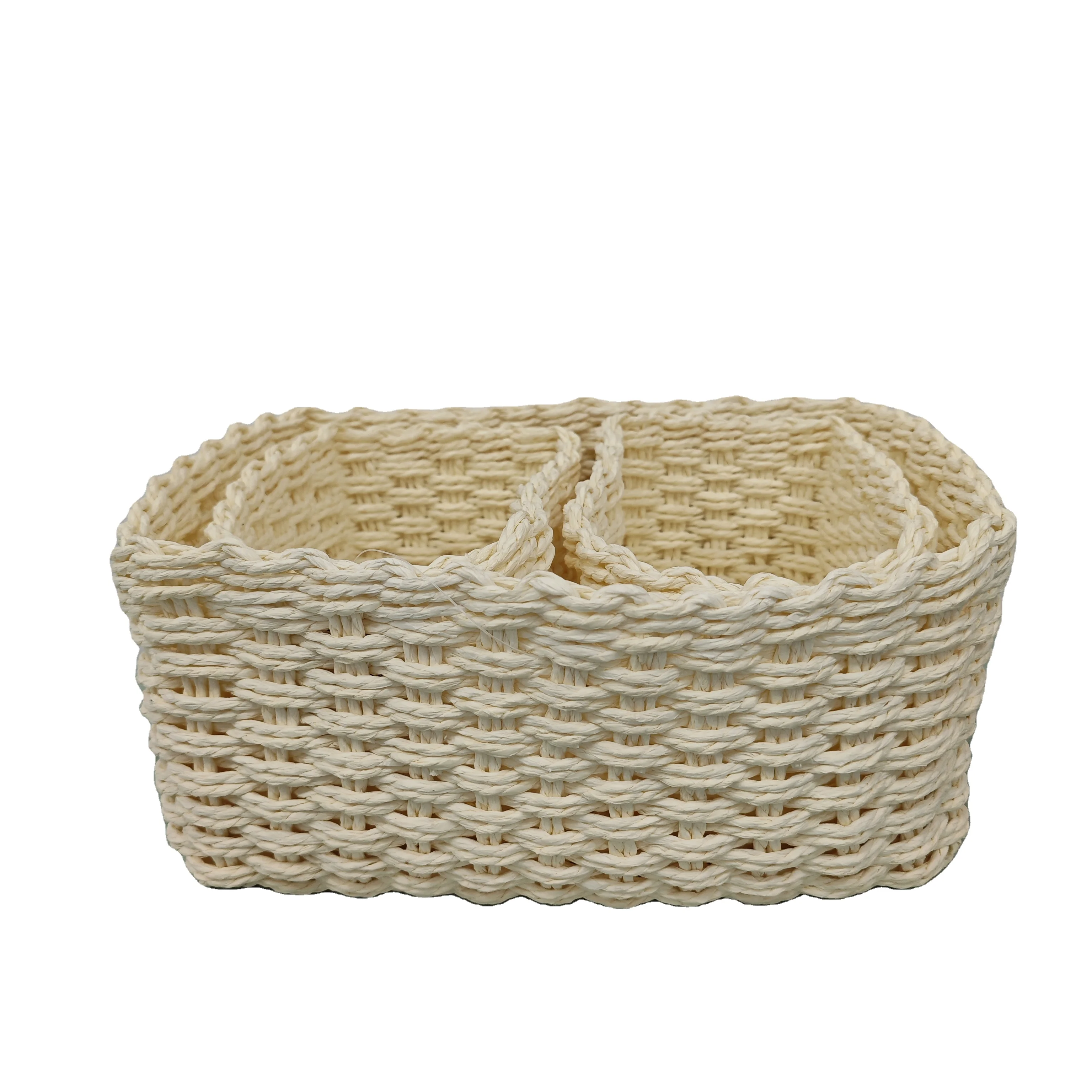 Paper Rope Storage Baskets, Hand-Woven Paper Rope Basket, Paper Rope Baskets for Organizing, Woven Baskets