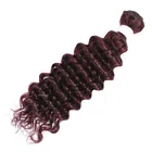 Weave 99J Red Wine Unprocessed Brazilian Virgin Human Hair Curl Remy Indian Weave Raw Extensions Bundles With Closure