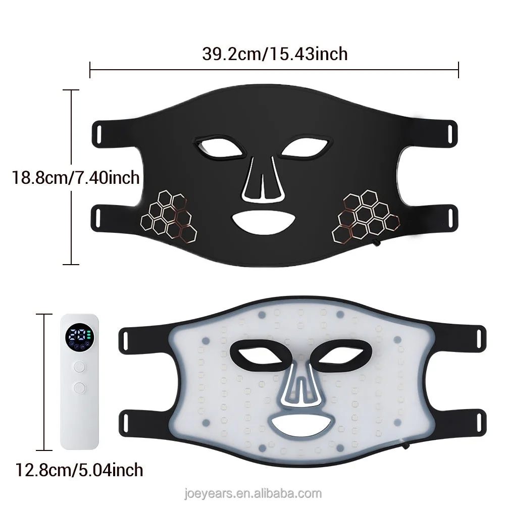 LED Photon Beauty Mask Instrument 216pcs LED Beads Facial Beauty Mask Infrared Red Light Therapy Face Mask