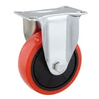 Caster With Brake 250 Lbs. Weight Capacity 4 Inch Red TPU Heavy-Duty Swivel Plate Caster With Brake