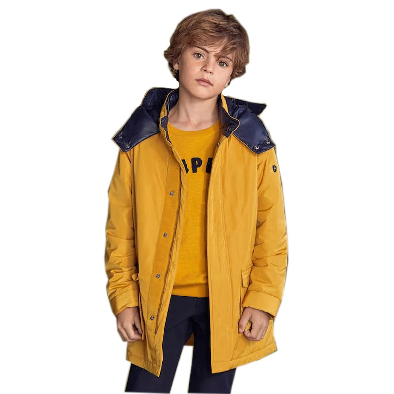 Kids Baby Boy's Clothing Jacket Over Size 6-14 Years Long Hooded Waterproof and Windproof Outwear Winter Cotton Padded Coat