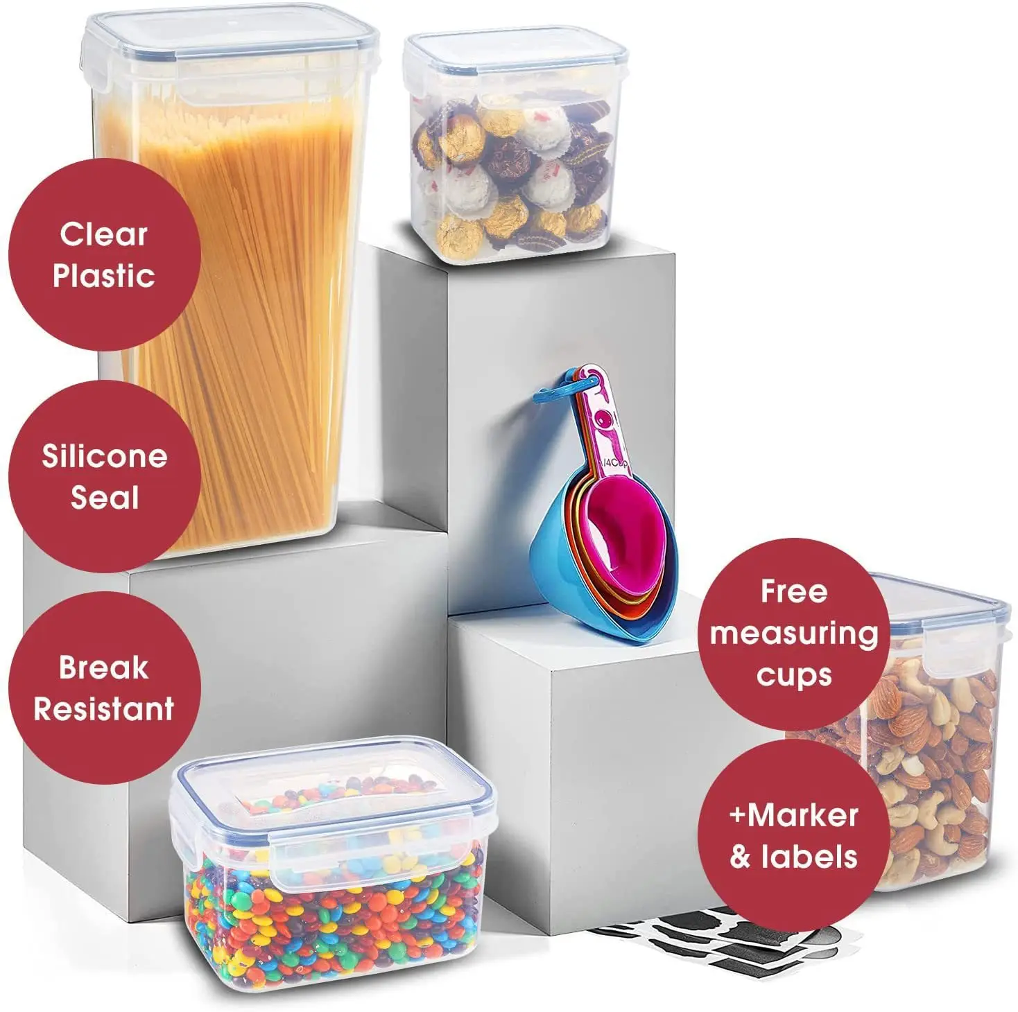 Premium Kitchen Food Storage Containers 42piece Set Kitchen&pantry Box