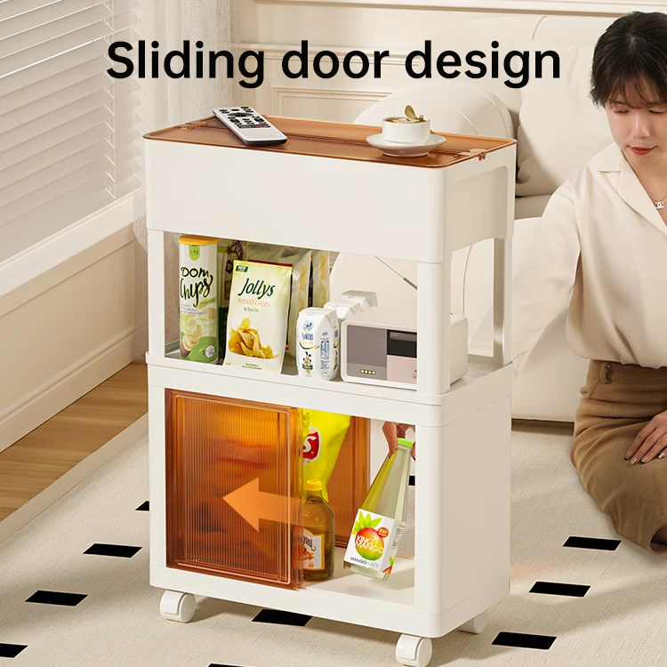 Portable Pantry Office Bathroom Organization With Door And Wheels Sliding Kitchen Plastic Storage Cabinets