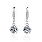 Silver Hoop Earrings Moissanite Diamond Sterling Silver Stamped 925 Hoop Earrings For Women Party Wear