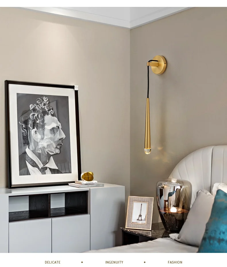 Luxury hotel Copper LED wall lamp Artdecolite nordic bedside wall light