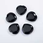 Stone Custom Made Heart Shape Loose Gemstone Black Agate Black Onyx Stone Beads For Jewelri Making