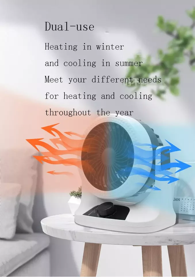 Home Use Portable Electric PTC Space Fan Heater Silent 2 in 1 Heating and Cooling Mini Electric Heater