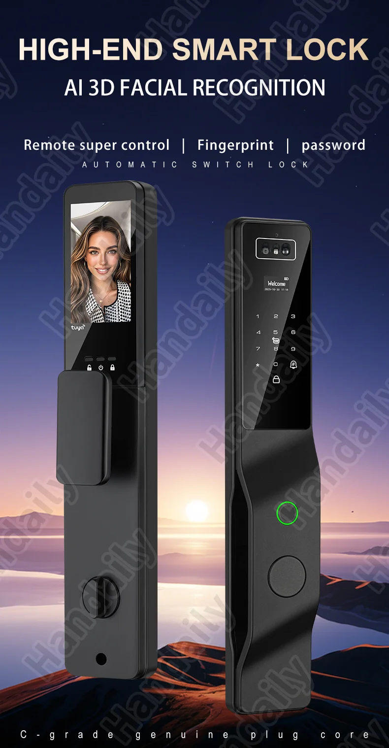 handaily palm vein tuya wifi door lock 3d biometric face id video monitoring intercom digital electronic locks for front door ddl9-0