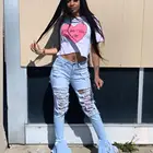 Jeans Pants S-4XL Women's Trousers Streetwear Plus Size Ripped Bell Bottom Jeans Women Denim Pants