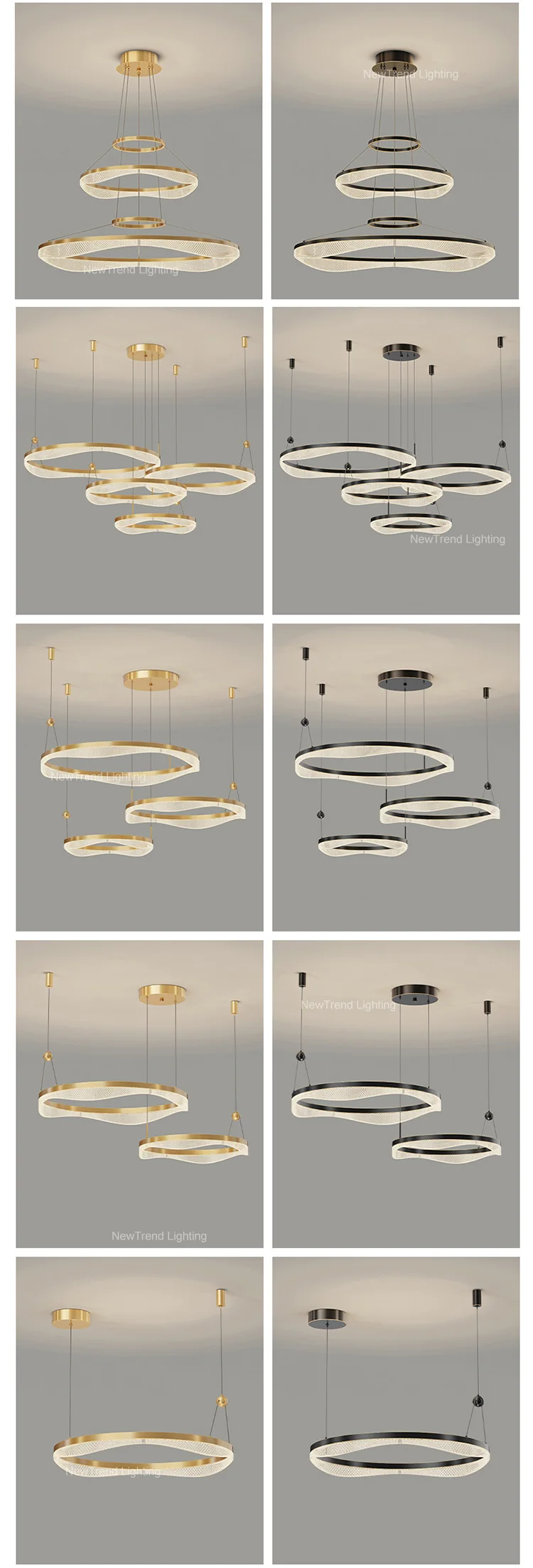cpl 400 hot selling ring decorate staircase church hotel lobby living room hanging led pendant lamp -2