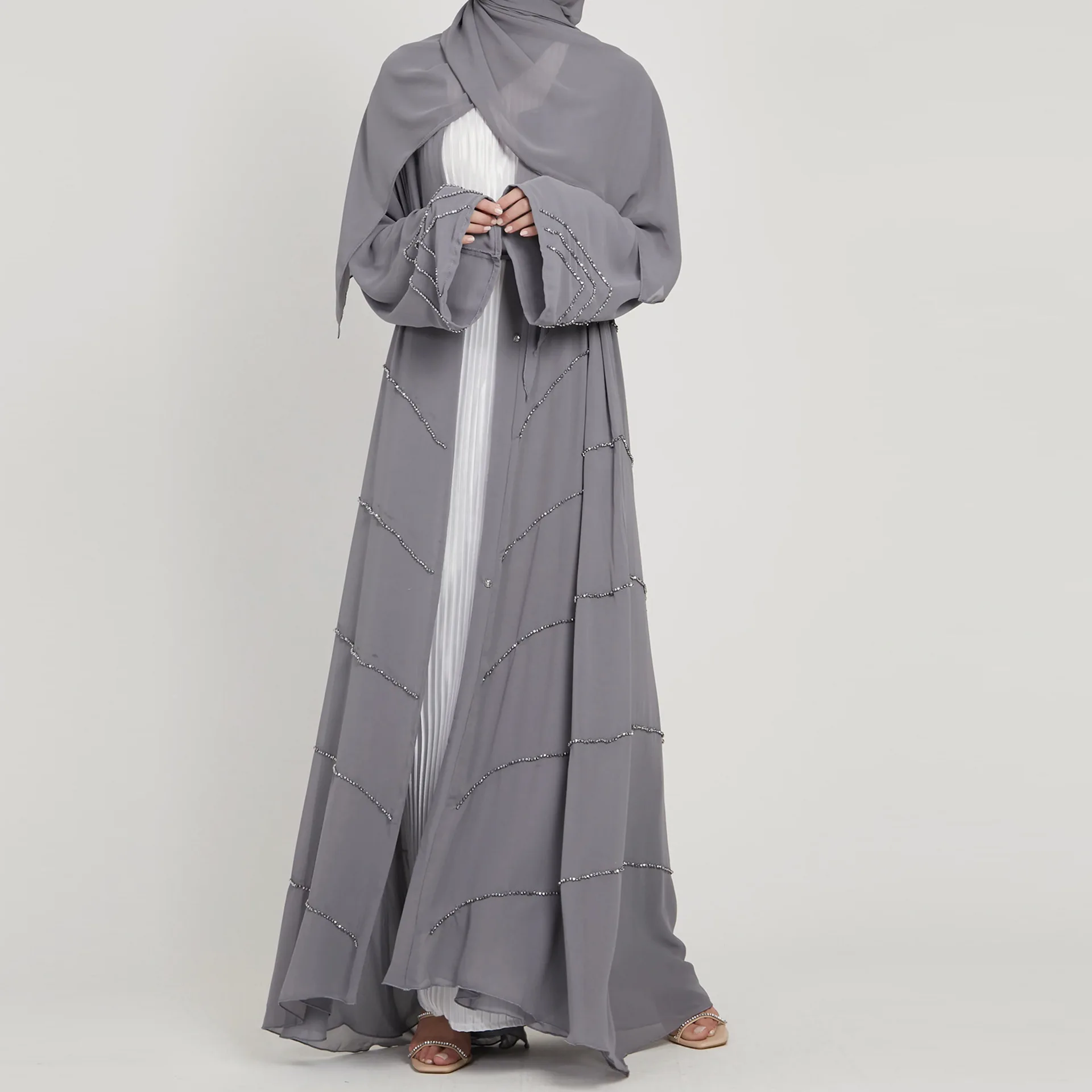 Wholesale Solid Color Simple Modest Islamic Clothing Abaya Muslim Dresses for Women Abaya factory