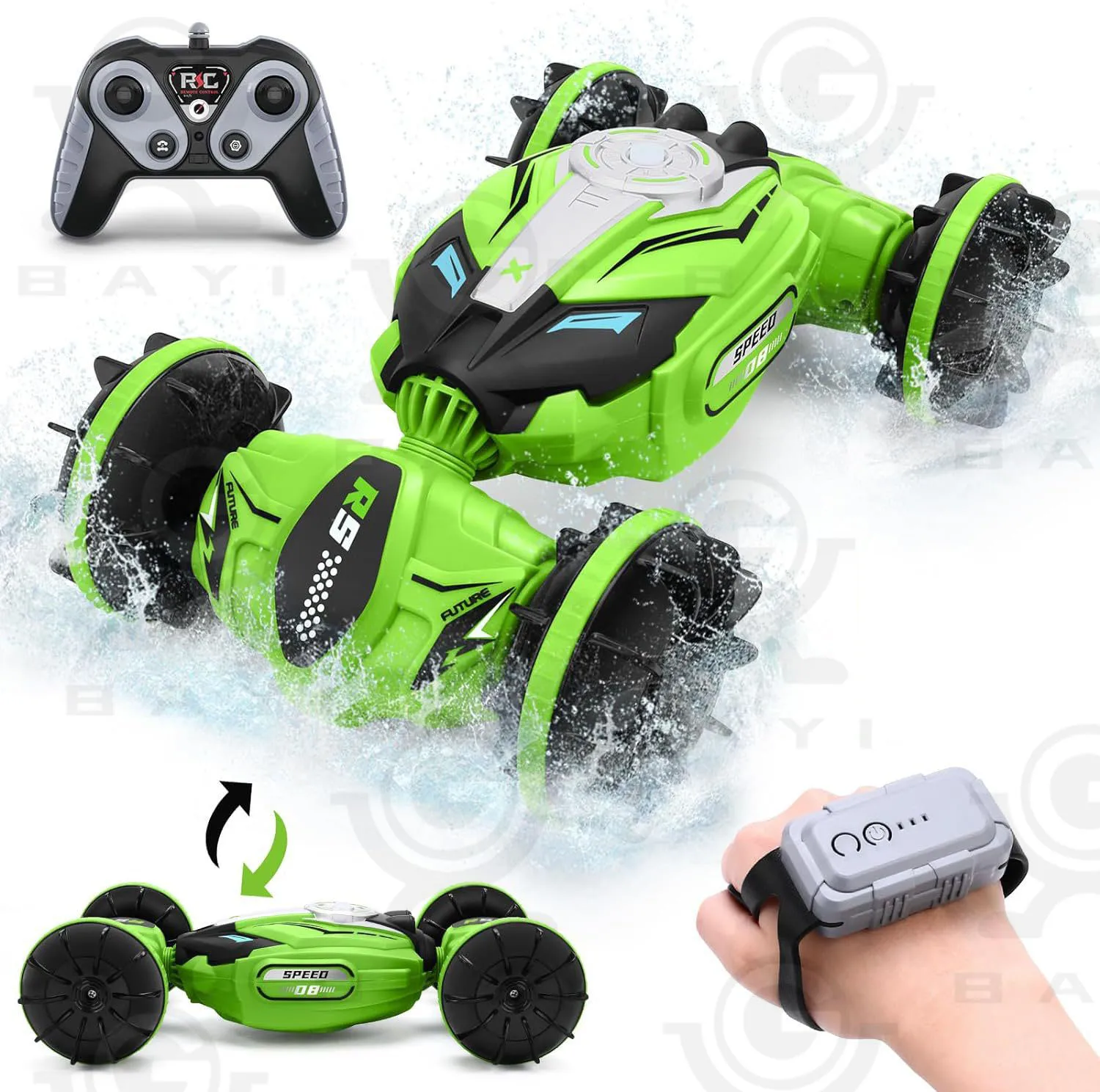 4WD Amphibious Car Toy 2.4G Remote Control Cars RC Watch Gesture Sensor Rotation Twist Stunt Drift Vehicle Children Toys