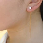 Earring JUJIE Jewelry Fashion Gold Plated Tassel Drop Stone Long Earring For Women