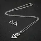 Gold Earrings Fashion Stainless Steel 18K Gold Plated Geometric Simple Necklace Triangle Earrings Women's Jewelry Set