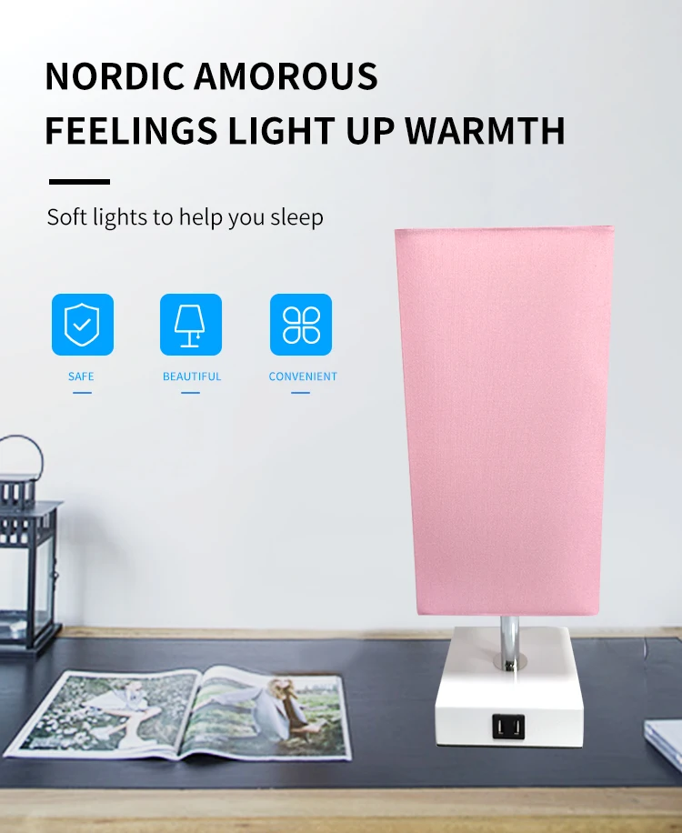 USB linen table lamp is suitable for hotel decoration room bedside table lamp