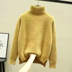 Women's turtleneck sweater A mink-like cashmere knitted top for 2022 ladies sweater for winter