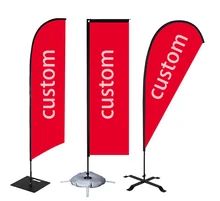 wholesales custom logo feather banner flags outdoor advertising flying xl beach flag with pole stand water base