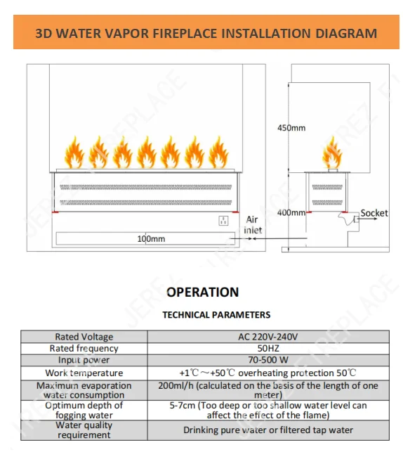 Electric Fireplace, Wall, 3D - detail 50