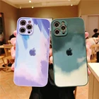 Mobile Phone Iphone TPU Glass Back Colorful Soft Shockproof Mobile Cell Phone Case Cover For Iphone 11 12 13 Pro Max