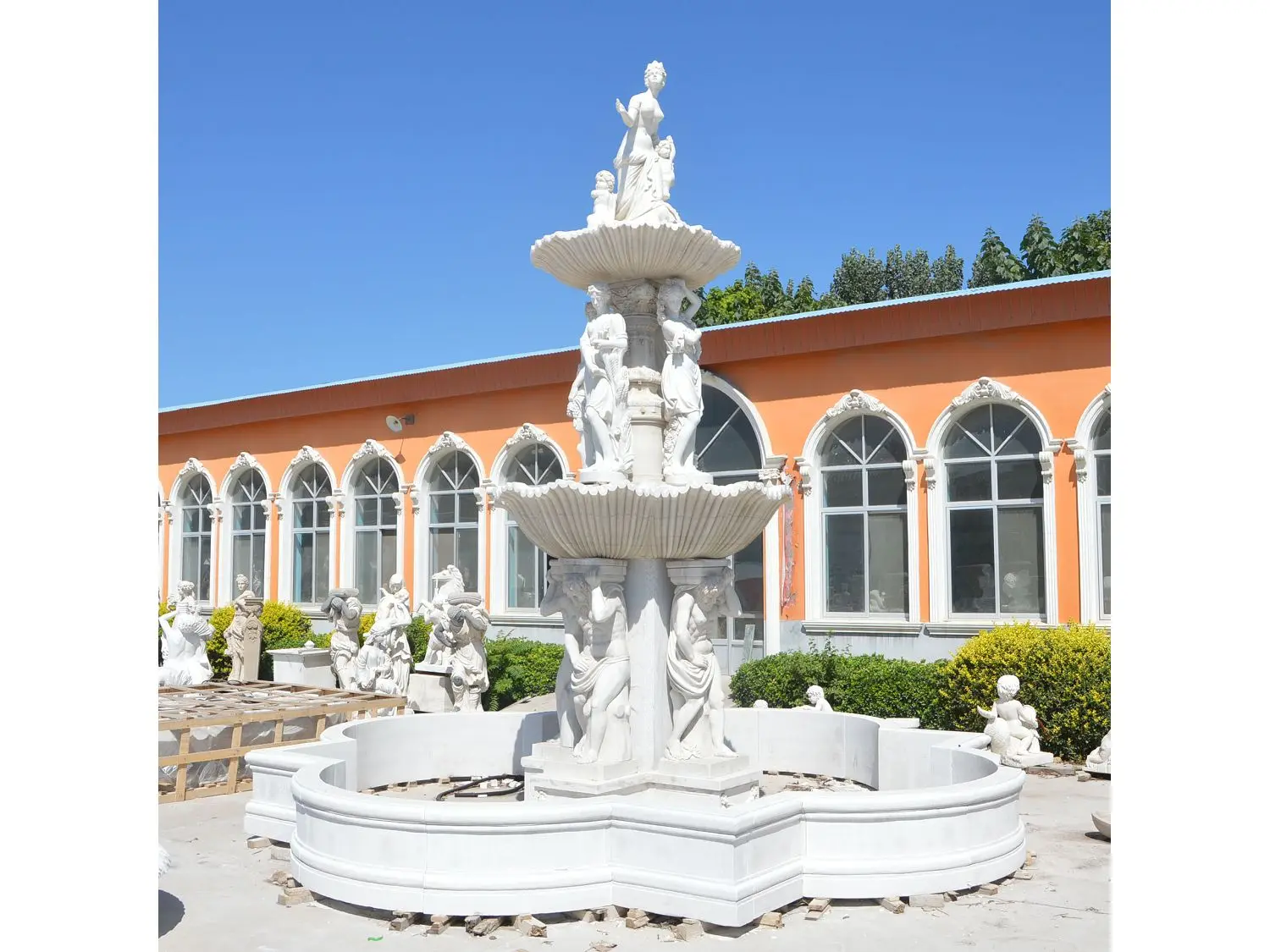 Natural Granite Marble Stone Carved Statue Water Fountain For Outdoor