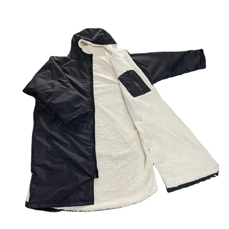 Full length long sleeve hooded changing robe beach long walk windproof robe